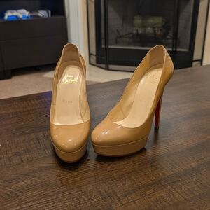 Christian Louboutin Bianca 140mm Patent Leather EU38 8 Caramel Nude Pumps Heels